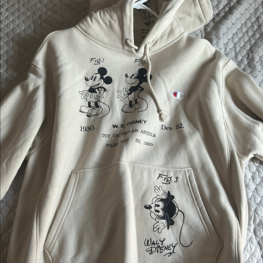 Champion Cream Hoodie with Disney Design